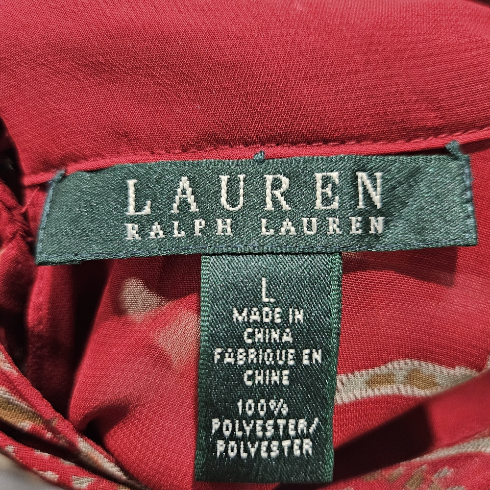 Lauren Ralph Lauren Burgundy Paisley Blouse - Picture 2 of 3